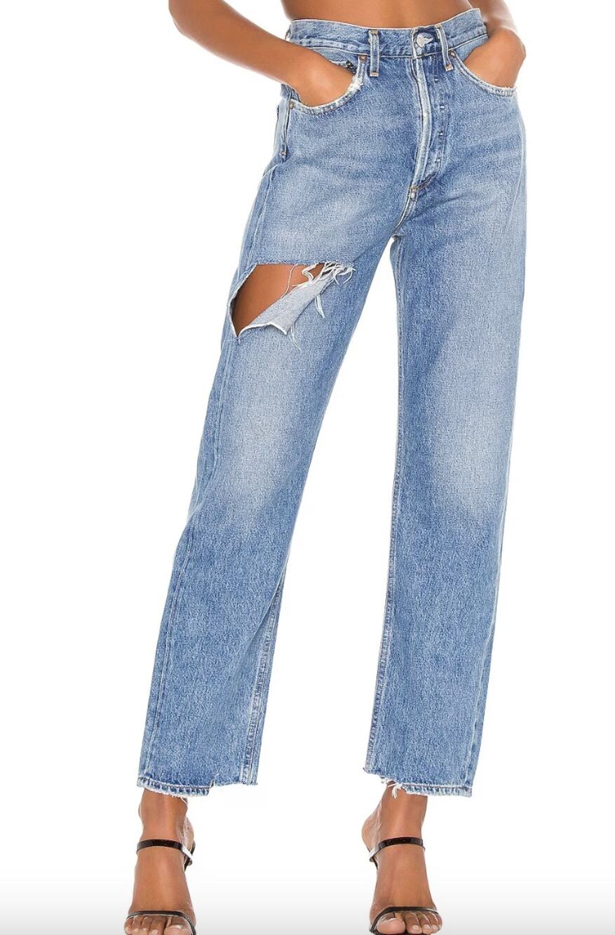 AGOLDE 90's High Rise Loose Fit Straight Leg Ripped Jeans Size 26